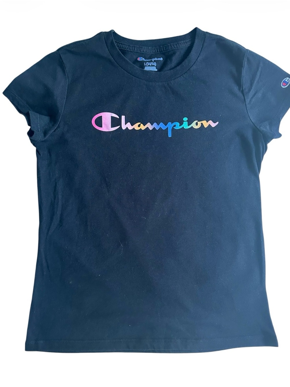 Champion Girls' Black Logo Tee NWOT